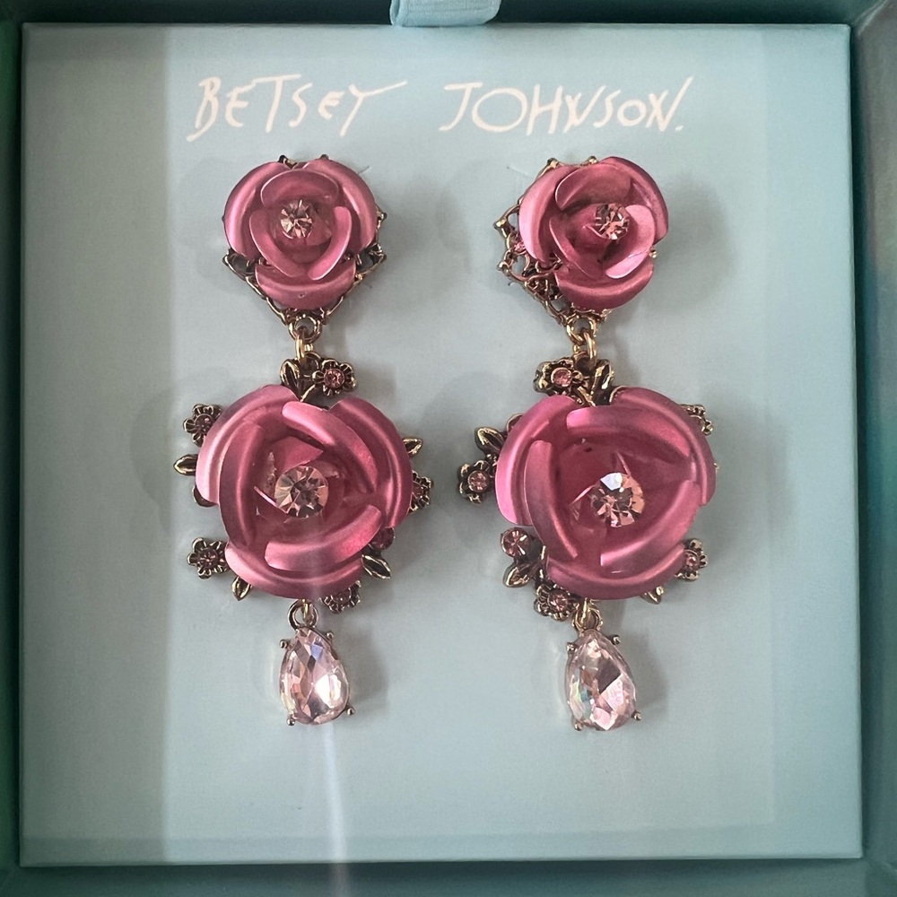 Betsey Johnson Rose Earrings